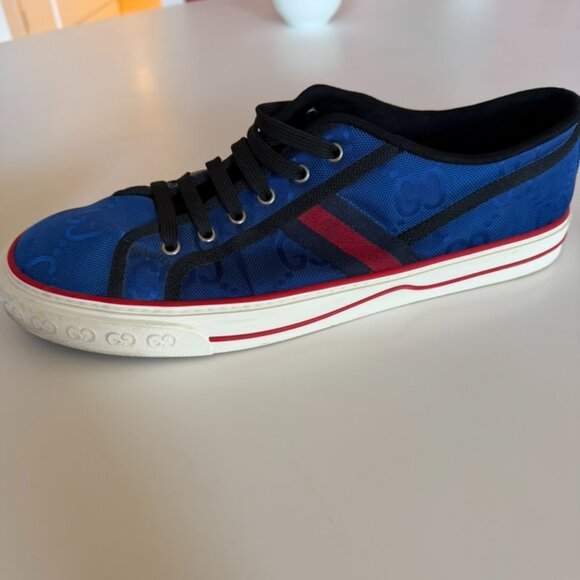 Gucci Tennis 1977 Low-Top Sneaker, Size 13, Blue and red GG canvas - Picture 5 of 6